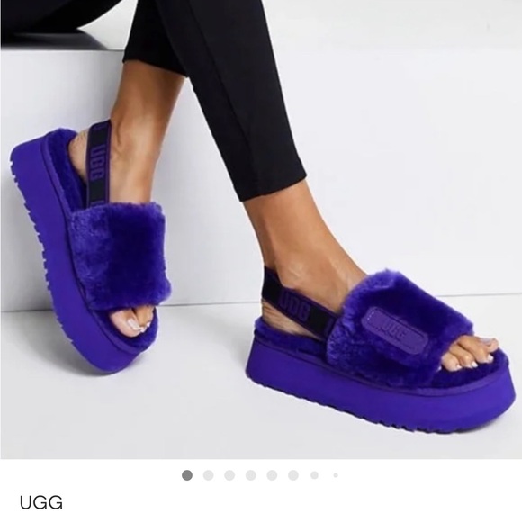 UGG Shoes - UGG Vibrant Purple Fluffy Slides